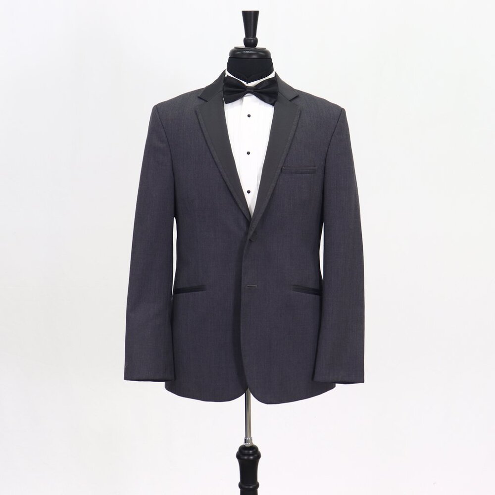 Vintage Y2K 40R Gray Blazer Sport Coat Jacket 2-Button Solid Y898